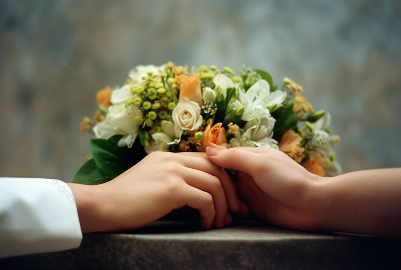 鲜花前牵手的爱情见证小清新婚纱照,高清,摄影图,摄影图片,图片大全,摄影图免费下载